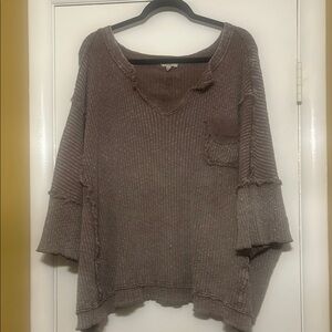 Easel Brown Ribbed Women Sweater